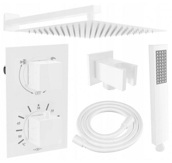 Mexen Cube, podomietková sprchová sada DR02 s dažďovou sprchou 25cm, biela, 77502DR0225-20