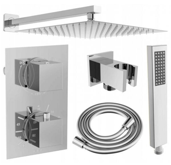 Mexen Cube, DR02 podomietkový sprchový set s dažďovou sprchou 30x30 cm (6v1), chrómová, 77502DR0230-00