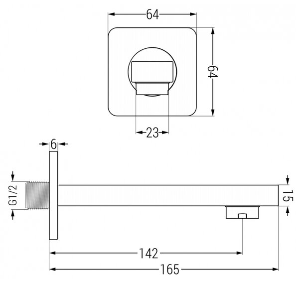 Mexen Cube DR02 podomietkový vaňový a sprchový set s hlavovou sprchou 25x25 cm (7v1), čierna, 77503DR0225-70