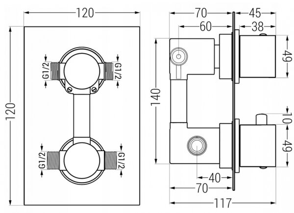 Mexen Cube DR02 podomietkový sprchový set s dažďovou sprchou 25x25 cm (6v1), čierna, 77502DR0225-70