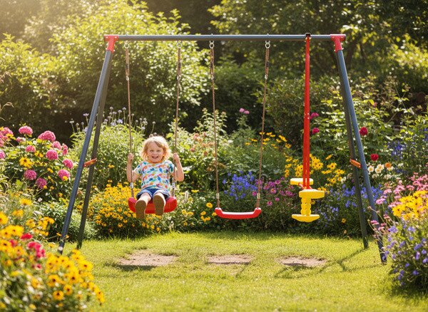 Záhradná hojdačka pre deti FUN TRIO viacfarebná KRE1067