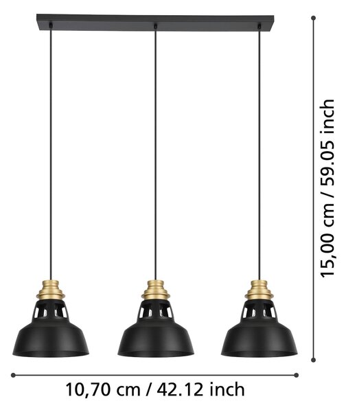ZÁVESNÉ SVIETIDLO, 107/24/150 cm Eglo - Online Only bytové doplnky, Online Only