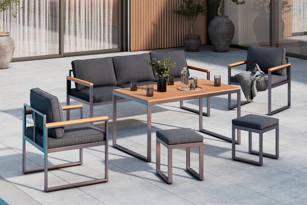 JEDÁLENSKÁ TERASOVÁ SÚPRAVA 6-dielne, kov, plast, textil Ambia Garden - Online Only záhrada, Online Only