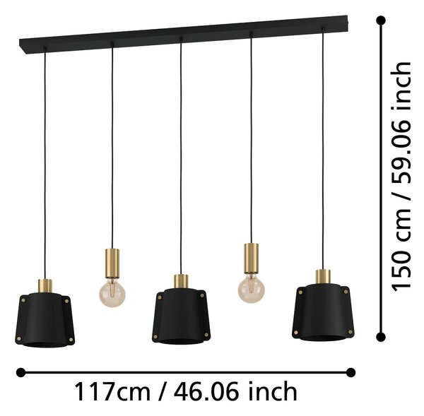 ZÁVESNÉ SVIETIDLO, 121,5/16/150 cm Eglo - Online Only bytové doplnky, Online Only