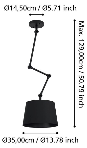 STROPNÉ SVIETIDLO, 35/129 cm Eglo - Online Only bytové doplnky, Online Only