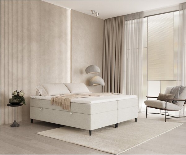 Krémovobiela boxspring posteľ s úložným priestorom 160x200 cm Araya – Maison de Rêve