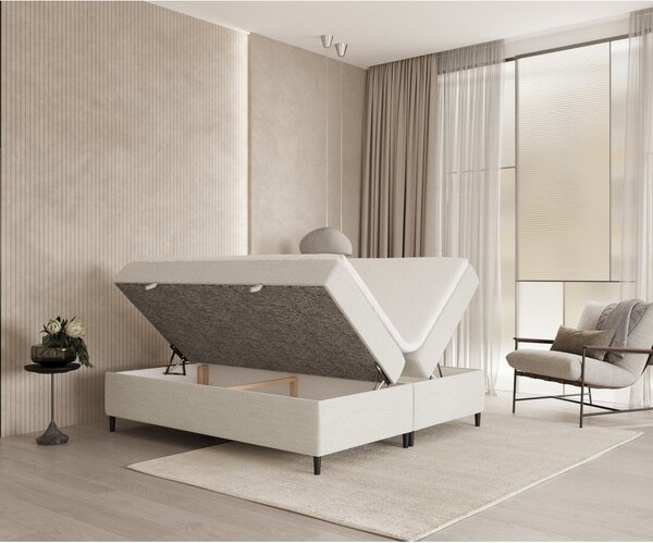 Krémovobiela boxspring posteľ s úložným priestorom 160x200 cm Araya – Maison de Rêve