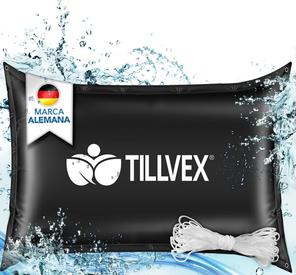 Tillvex® bazénový vankúš zimný XXL 200x240cm čierny | vzduchový vankúš vrátane opravnej sady | zimný vankúš s bezpečnostným ventilom | bazénový vankúš bazénový poťah vankúš s dvojitým švom
