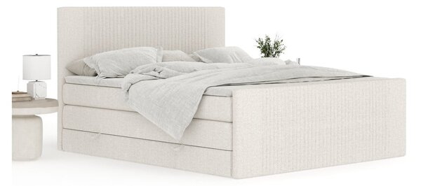 Béžová boxspring posteľ s úložným priestorom 140x200 cm Bergamo – Maison de Rêve