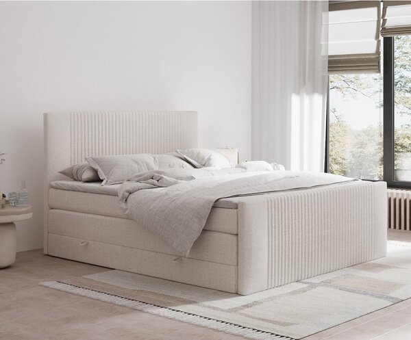 Béžová boxspring posteľ s úložným priestorom 140x200 cm Bergamo – Maison de Rêve
