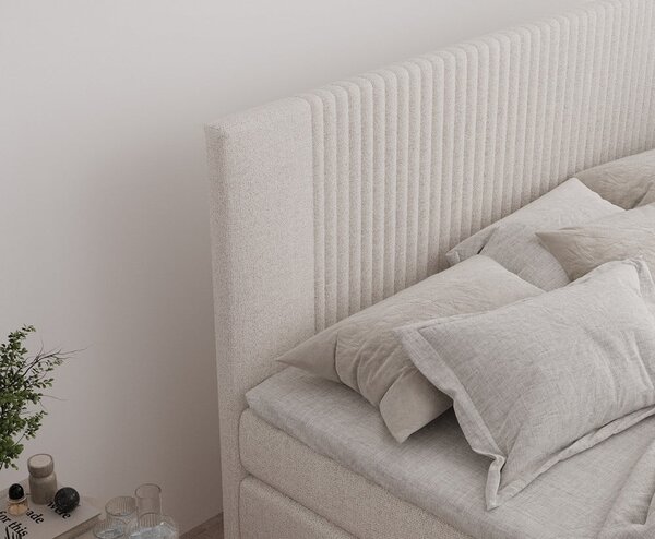 Béžová boxspring posteľ s úložným priestorom 140x200 cm Bergamo – Maison de Rêve