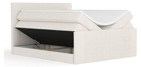 Béžová boxspring posteľ s úložným priestorom 140x200 cm Bergamo – Maison de Rêve