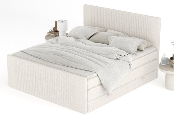 Béžová boxspring posteľ s úložným priestorom 140x200 cm Bergamo – Maison de Rêve