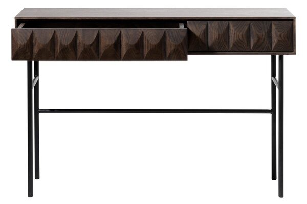 Tmavohnedý konzolový stolík s doskou v dubovom dekore 39x117 cm Latina – Unique Furniture
