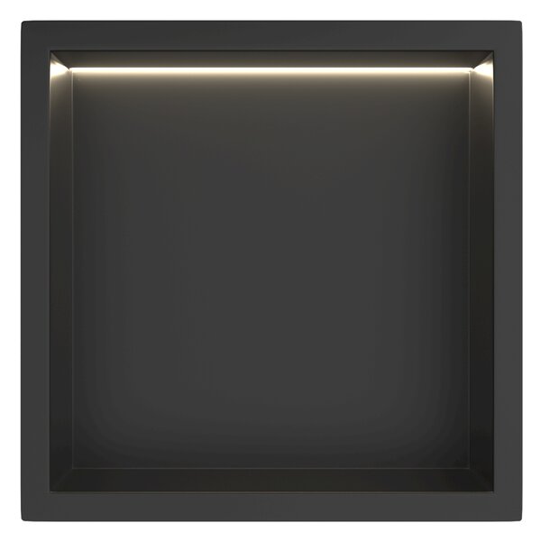 CERANO - Zápustná polička/nika do obkladu s LED osvetlením - čierna matná - 30x30x10 cm