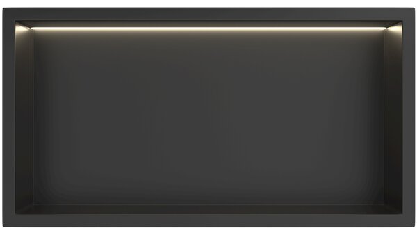 CERANO - Zápustná polička/nika do obkladu s LED osvetlením - čierna matná - 60x30x10 cm