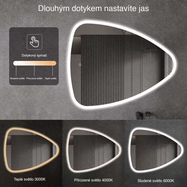 CERANO - Kúpeľňové LED zrkadlo Riflettore - 70x55 cm