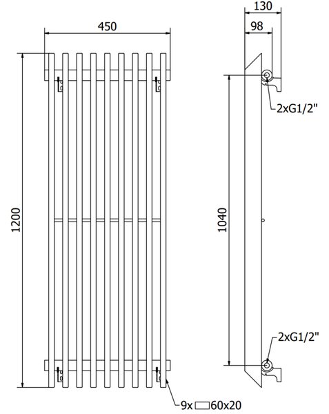 Mexen Aurora, vykurovacie teleso 1200x450 mm, 917 W, biela, W212-1200-450-00-20