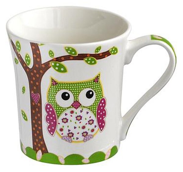 Keramický hrnček s odkladacou táckou na čaj TORO 270ml sova