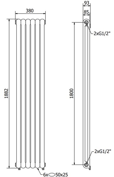 Mexen Kent, vykurovacie teleso 1882 x 380 mm, 1392 W, biela, W216-1882-380-00-20