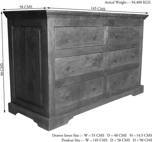 CAMBRIDGE HONEY Komoda 90x145 cm, akácia