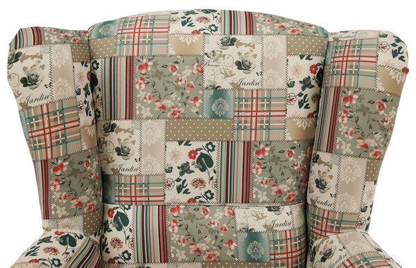 KONDELA Kreslo ušiak, látka patchwork viorica 1, CHARLOT