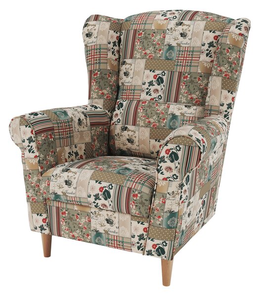 KONDELA Kreslo ušiak, látka patchwork viorica 1, CHARLOT