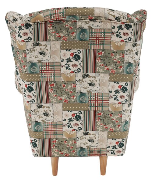 KONDELA Kreslo ušiak, látka patchwork viorica 1, CHARLOT