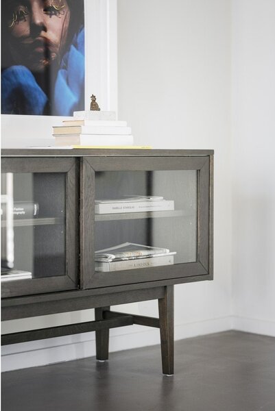 Hnedá vitrína v dekore duba s posuvnými dverami 170x75 cm Hazelton – Rowico