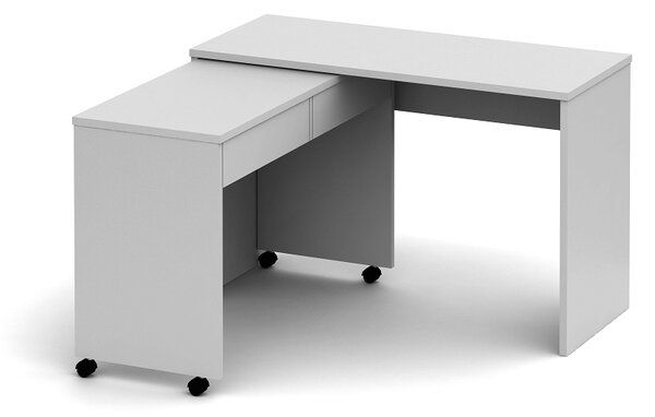 KONDELA Rozkladací PC stôl so šuplíkmi, biela, VERSAL NEW