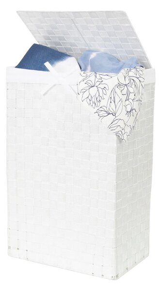 Biely viskózny kôš na bielizeň s vekom Compactor Laundry Basket Linen, výška 60 cm
