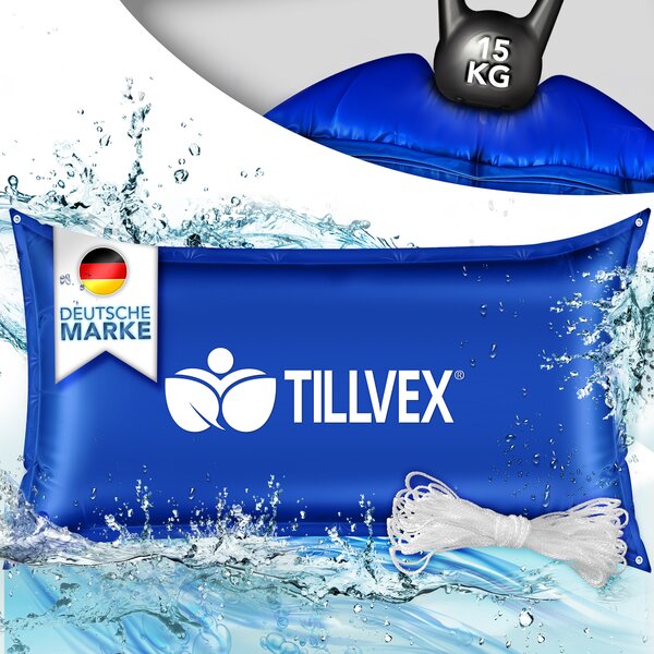 Tillvex® bazénový vankúš zimný XXL 200x240cm modrý | vzduchový vankúš vrátane opravnej sady | zimný vankúš s bezpečnostným ventilom | bazénový vankúš bazénový poťah vankúš s dvojitým švom