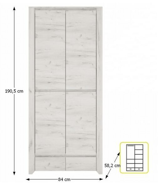 KONDELA Skriňa typ 20, biela craft, ANGEL