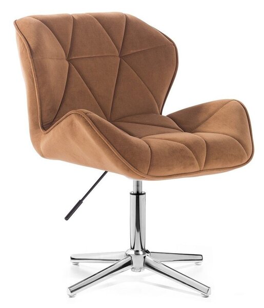 LuxuryForm DESIGN Stolička MILANO VELUR na striebornom kríži - medová