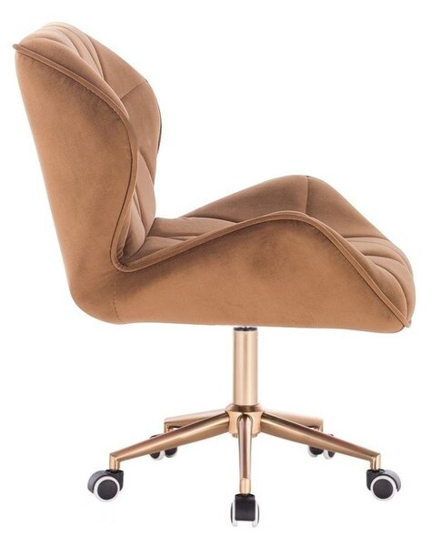 LuxuryForm DESIGN Stolička MILANO VELUR na zlatej podstave s kolieskami - medová