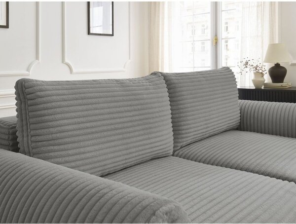 Tmavosivá menčestrová rozkladacia pohovka 257 cm Lucien – Bobochic Paris