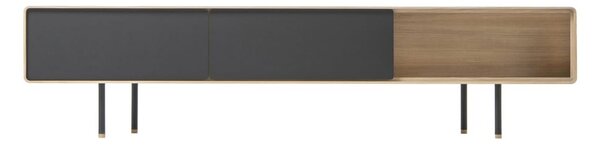 Čierny/v prírodnej farbe TV stolík z dubového dreva 200x48 cm Fina – Gazzda