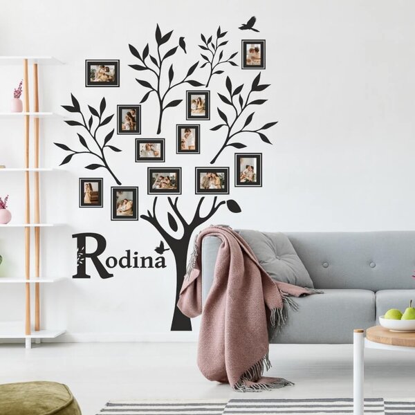 INSPIO-výroba darčekov a dekorácií - Nálepky na stenu do obývačky - Rodinný strom s rámčekmi