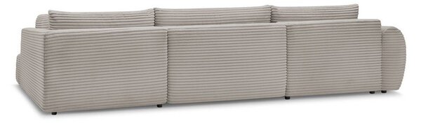 Svetlosivá/béžová menčestrová rozkladacia/s úložným priestorom rohová pohovka (pravý roh/do tvaru "U") Lucien – Bobochic Paris
