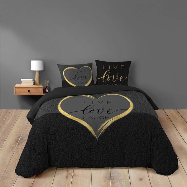Čierne bavlnené obliečky na dvojlôžko 200x200 cm Crazy Love – douceur d'intérieur