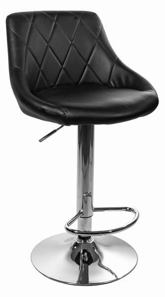 Barová stolička KAST - čierna koženka / chrómová podnož
