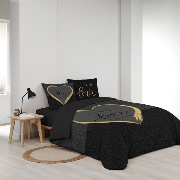 Čierne bavlnené obliečky na dvojlôžko 200x200 cm Crazy Love – douceur d'intérieur