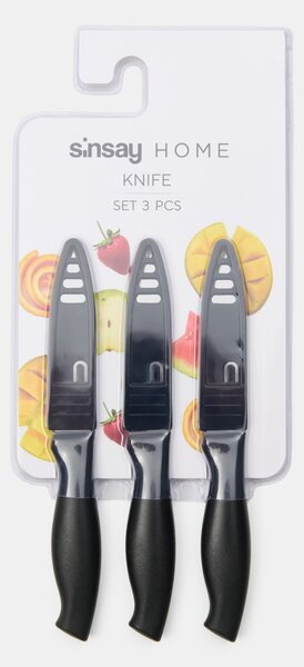 Sinsay - Súprava kuchynských nožov 3 pack - čierna