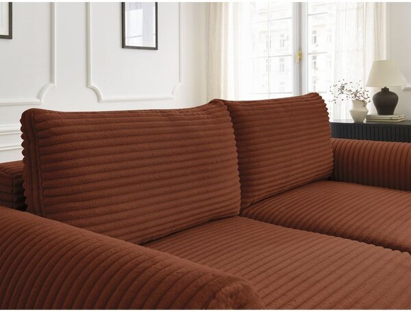 Menčestrová rozkladacia pohovka v tehlovej farbe 257 cm Lucien – Bobochic Paris