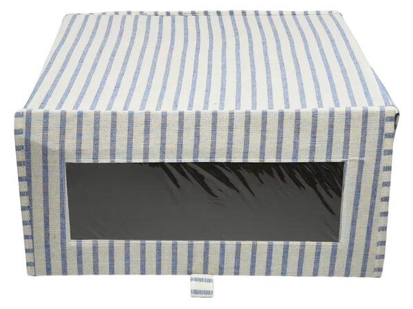 Sinsay - Skladací úložný box s pruhmi a okienkom - tmavomodrá