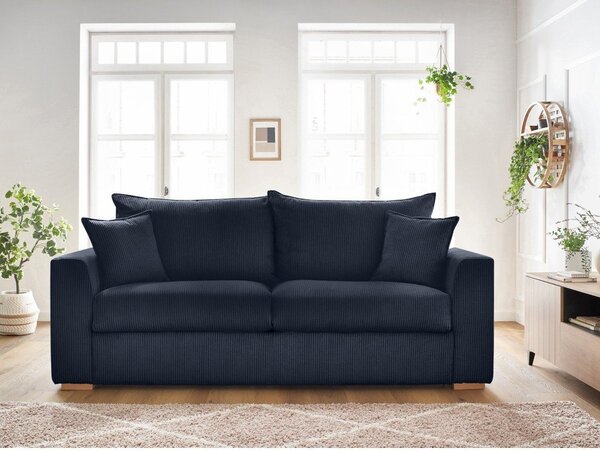 Tmavomodrá menčestrová rozkladacia pohovka 225 cm Augustin – Bobochic Paris