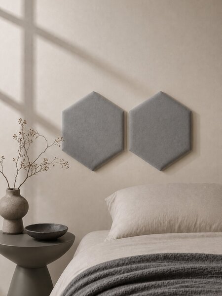 Sinsay - Čalúnené hexagonálne nástenné panely 2 pack - svetlošedá