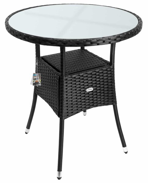 Reno Záhradný stôl, polyratan Ø60cm čierny, Casaria