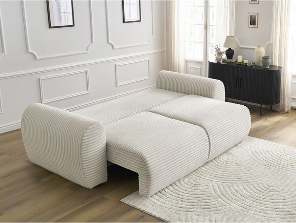 Krémová menčestrová rozkladacia pohovka 257 cm Lucien – Bobochic Paris