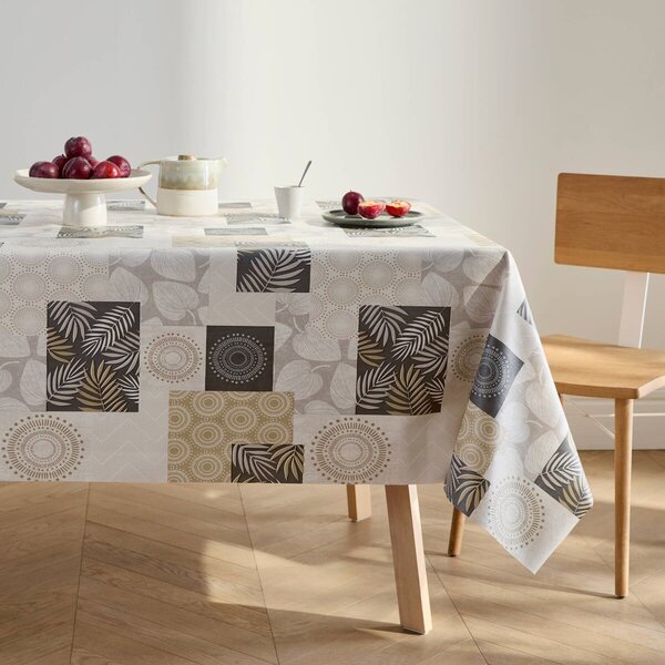 Voskovaný obrus s patchwork potlačou listov